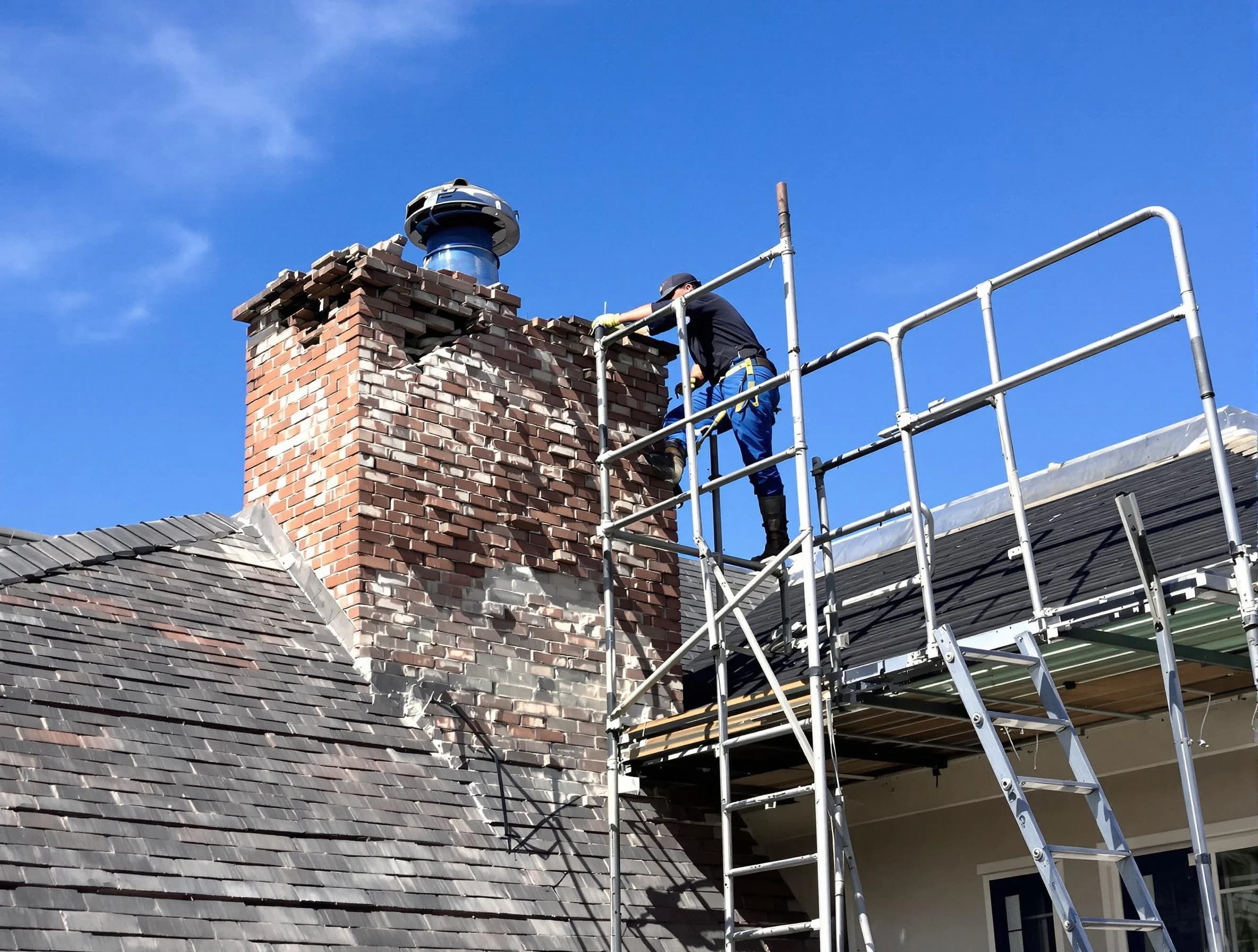 Rebuilding a chimney structure by Denver Chimney Sweep in Denver, CO