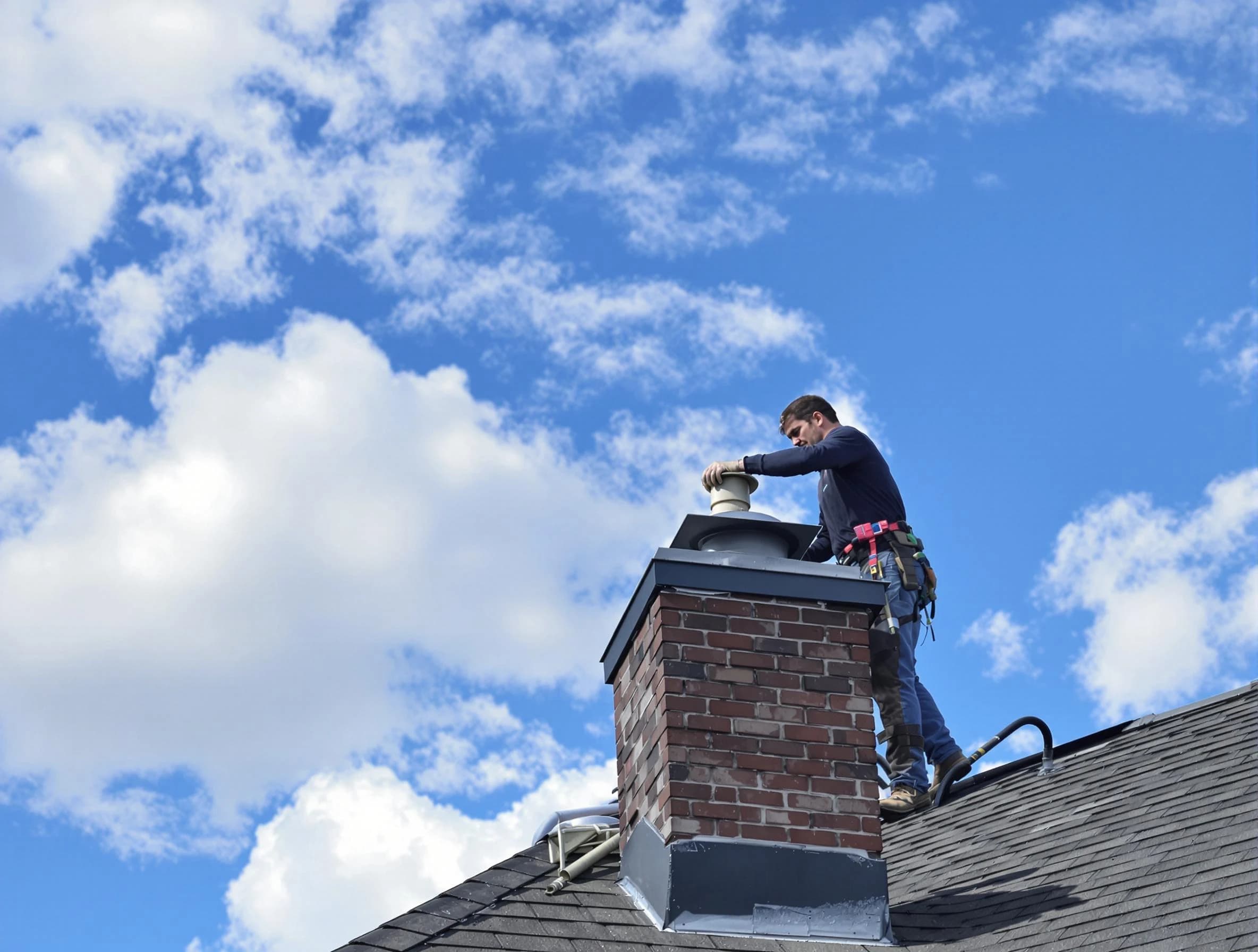 Denver Chimney Sweep installing a sturdy chimney cap in Denver, CO
