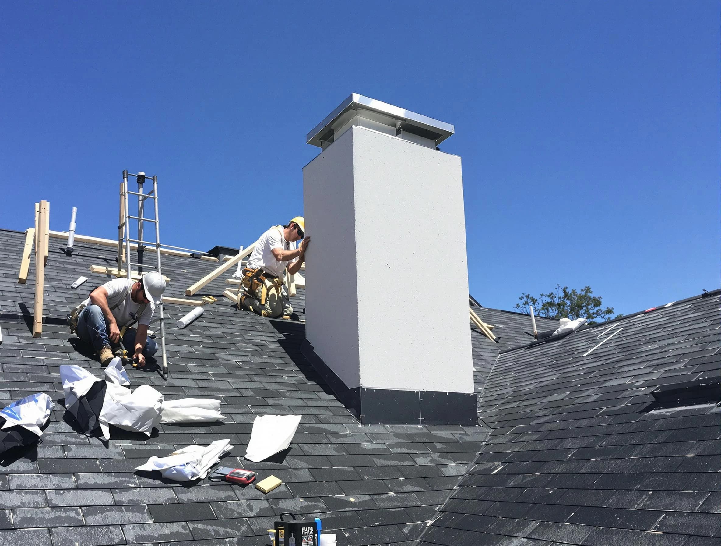 Denver Chimney Sweep crew installing a new chimney in Denver, CO