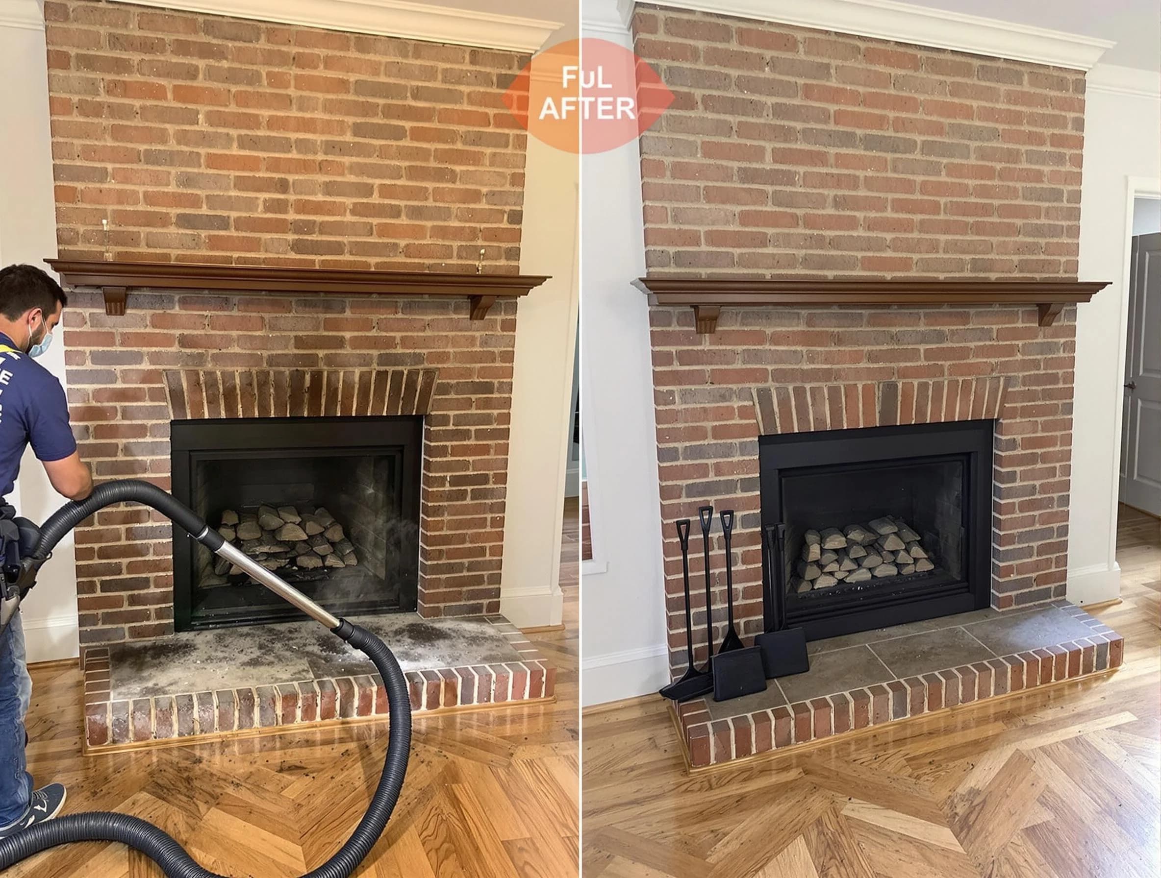 Denver Chimney Sweep carefully sanitizing a fireplace in Denver, CO