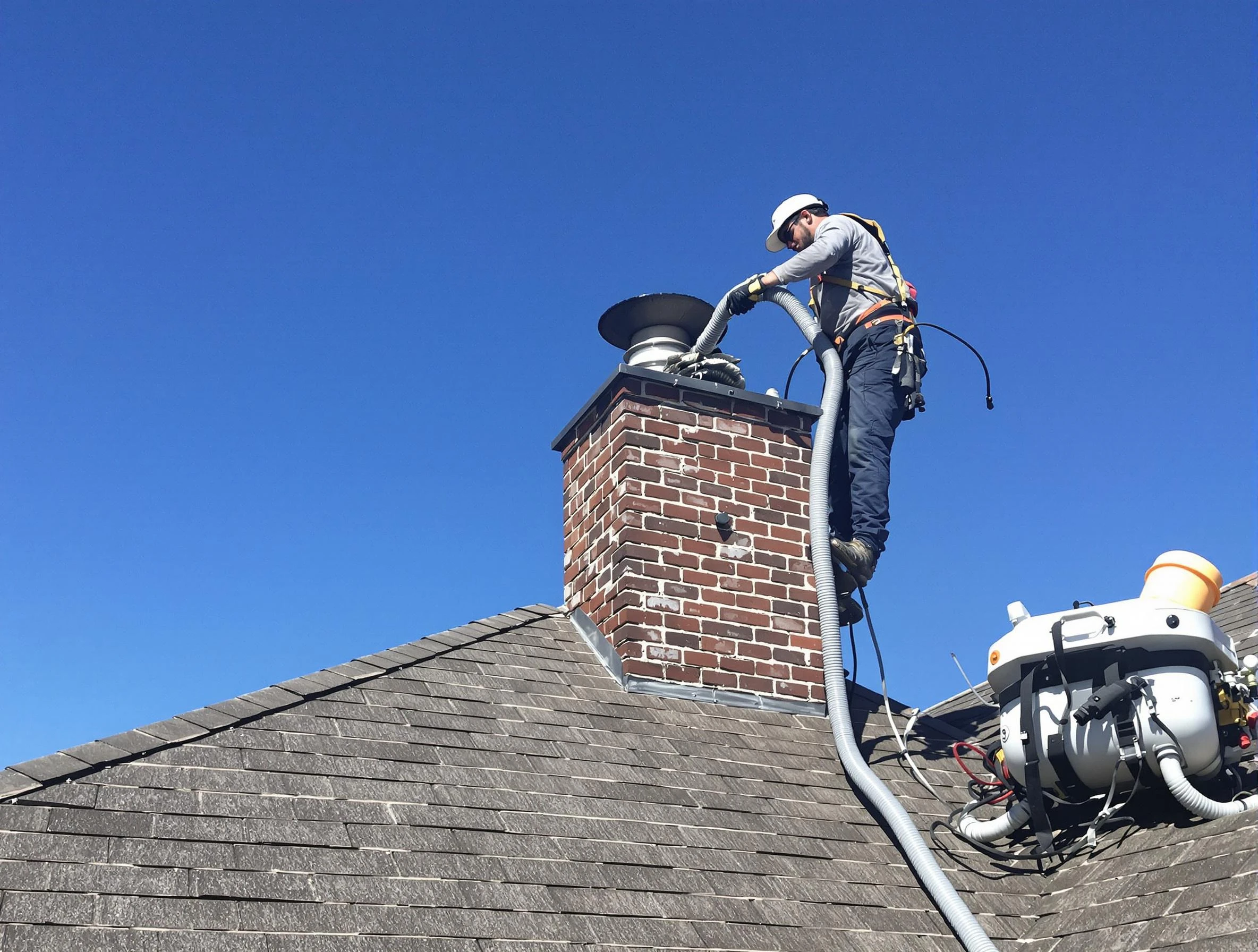 Dedicated Denver Chimney Sweep team member cleaning a chimney in Denver, CO