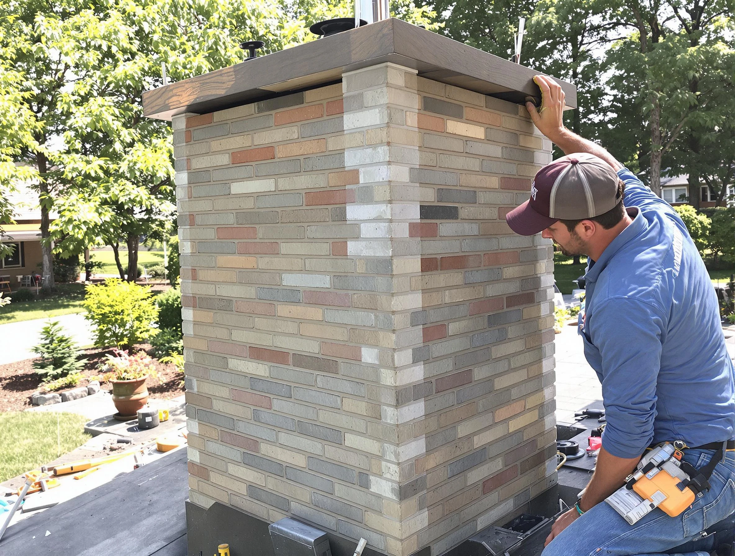 Denver Chimney Sweep completing a modern chimney remodel in Denver, CO