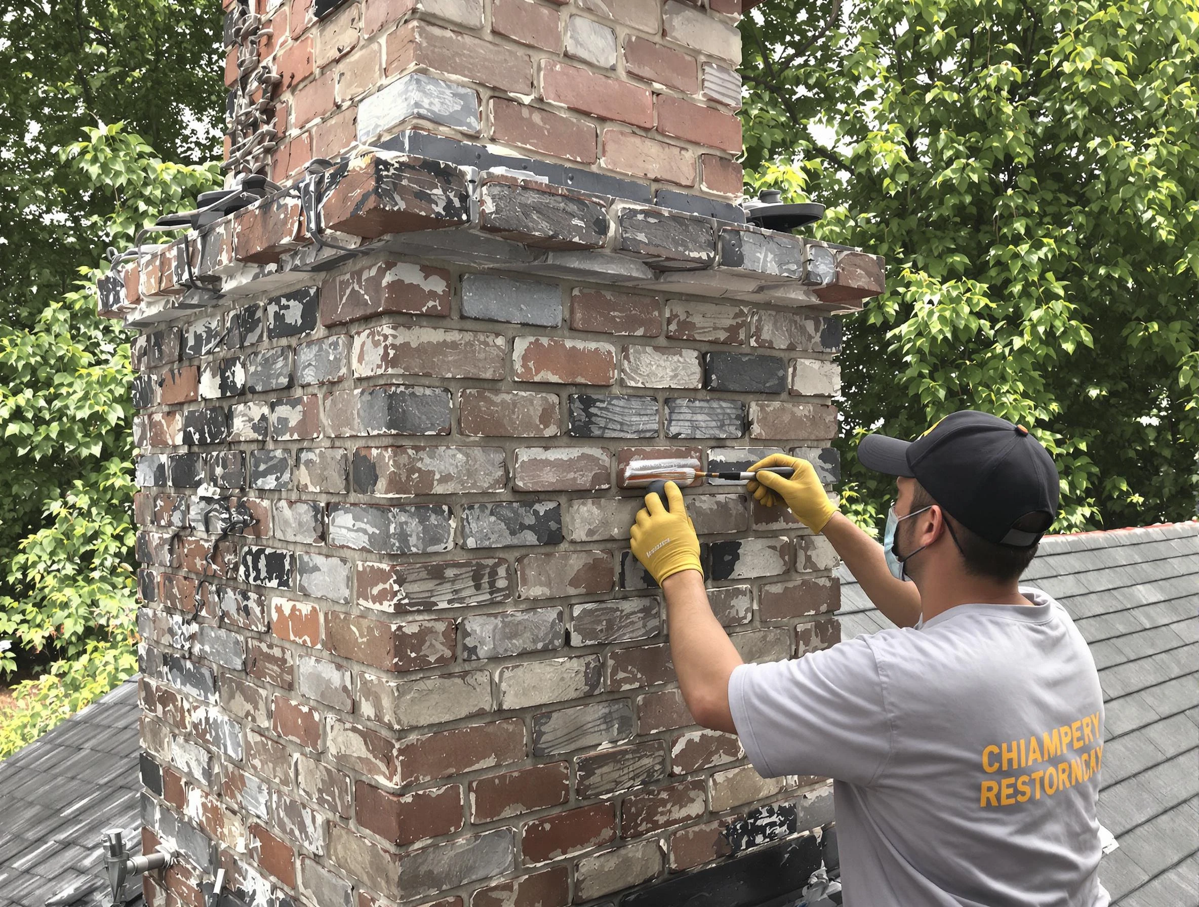 In-progress chimney restoration by Denver Chimney Sweep in Denver, CO