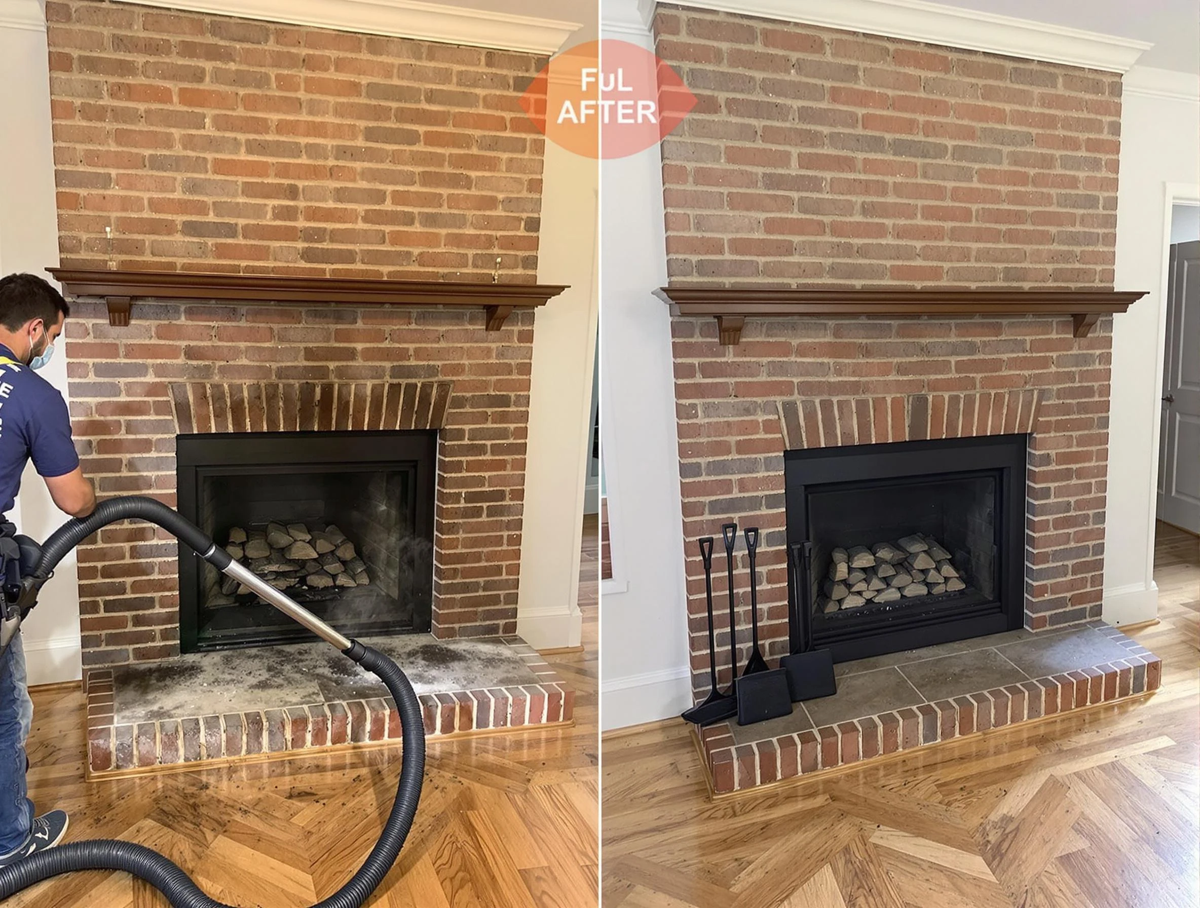 Denver Chimney Sweep carefully sanitizing a fireplace in Denver, CO