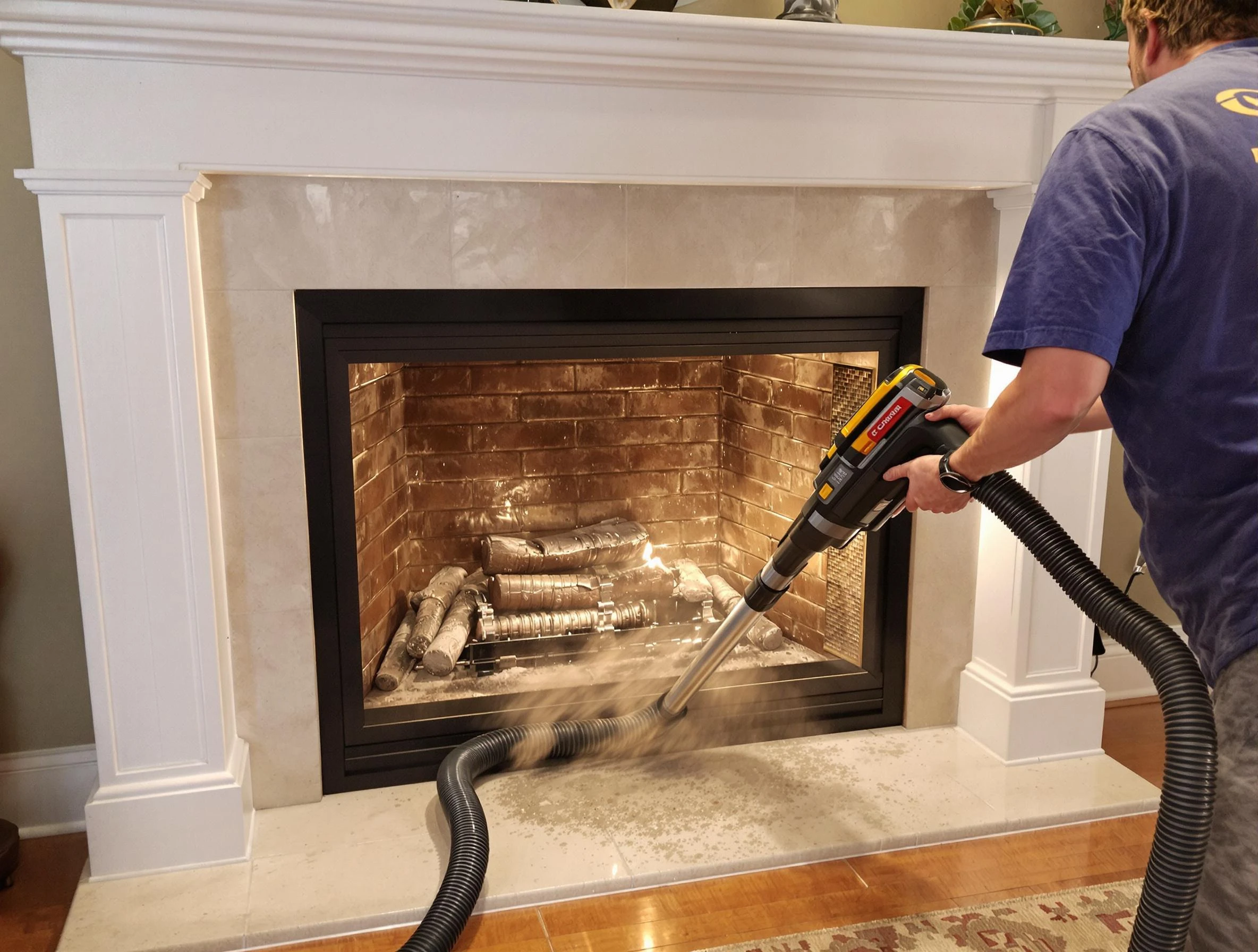 Fireplace cleaning performed by Denver Chimney Sweep in Denver, CO